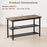 3-Tier Shoe Rack Shoe Bench with Metal Slat Shelves and Long Wooden Seat-Rustic Brown