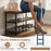 3-Tier Shoe Rack Shoe Bench with Metal Slat Shelves and Long Wooden Seat-Rustic Brown