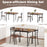 3 Pieces Dining Set with 2 Chairs and Modern Kitchen Table for Small Space-Brown