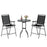 3 Pieces Outdoor Bar Stool Set with DPC Tabletop and Umbrella Hole for Poolside-Black