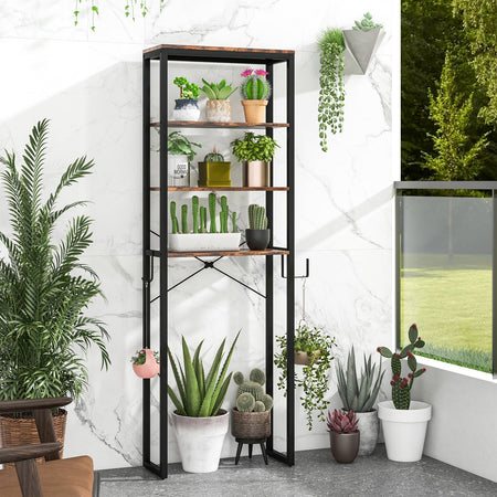 4-Tier Freestanding Over the Toilet Storage Rack-Rustic Brown