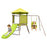 4-in-1 Swing Set with Covered Playhouse Fort and Height Adjustable Baby Seat-Green