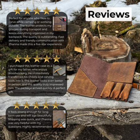 4 Pocket Leather Tool Roll for Carving Tools