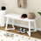 42 Inch Modern Entryway Bench Long Dining Bench with Rubber Wood Legs-White