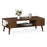 42 Inch Mid Century Modern Coffee Table Rectangular with Open Compartment-Walnut