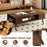 42 Inch Mid Century Modern Coffee Table Rectangular with Open Compartment-Walnut