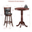 42 Inch Wooden Round Pub Pedestal Side Table with Chessboard