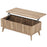 43.5" Rectangle Wooden Fluted Lift Top Coffee Table-Walnut