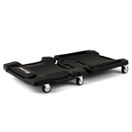 43 Inches Foldable Mechanic Creeper with Padded Headrest and Tool Trays-Black