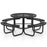 45 Inches Outdoor Round Picnic Table and Bench Set for 8 with Umbrella Hole-Black