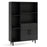 4 Inch Floor Bookshelf with 5 Open Compartments and Storage Cabinet-Black