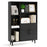 4 Inch Floor Bookshelf with 5 Open Compartments and Storage Cabinet-Black