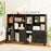 4 Inch Floor Bookshelf with 5 Open Compartments and Storage Cabinet-Black