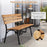 47 Inch Outdoor Acacia Wood Bench with Metal Frame and Slatted Seat