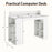 Computer Desk with Dual 3-Tier Bookshelf and Monitor Shelf-White