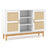 48 Inch Sideboard Buffet Cabinet Floor Storage Cabinet with 2 Bamboo Woven Doors-White
