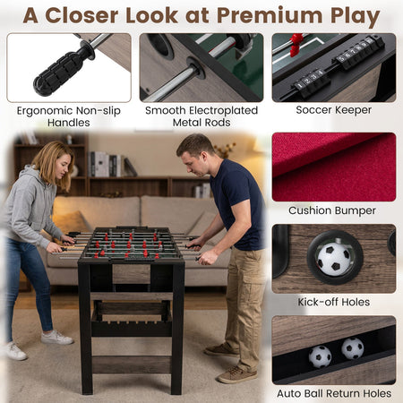 49 inch Combo Game Table with Pool Billiards-Brown