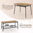 4 Piece Dining Table Set for 4 Metal Frame with Bench and 2 Chairs-Brown