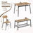 4 Piece Dining Table Set for 4 Metal Frame with Bench and 2 Chairs-Brown