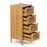 4-Drawer Dresser Bamboo Storage Cabinet with Fluted Tempered Glass Drawers-Natural