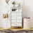 4 Drawer Modern Storage Cabinet with Flip Up Fluted Glass Door-Gray and White