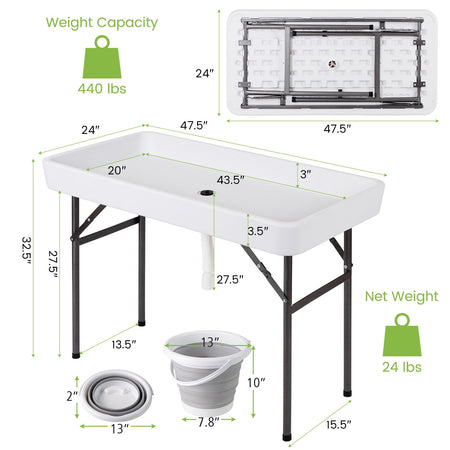 4 Feet Plastic Party Ice Folding Table with Matching Skirt