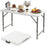 4 Feet Portable Camping Table with HDPE Tabletop and Metal Legs-White
