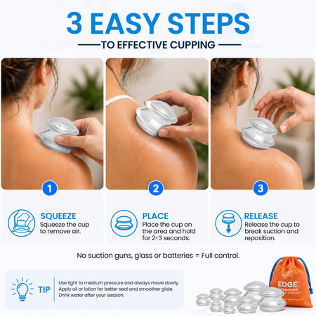 EDGE™ Cupping Set Clear, 8 Cups (2L, 2M, 4S)