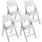 4 Pack Folding Stackable Chairs with Metal Frame and Carrying Handle-White