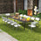 4 Pack Folding Stackable Chairs with Metal Frame and Carrying Handle-White