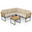 4 Pieces Patio L-Shaped Sofa Set with Cushions and Side Table-Brown