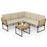 4 Pieces Patio L-Shaped Sofa Set with Cushions and Side Table-Brown