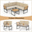 4 Pieces Patio L-Shaped Sofa Set with Cushions and Side Table-Brown