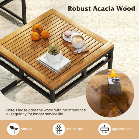 4 Pieces Patio L-Shaped Sofa Set with Cushions and Side Table-Brown