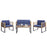 4 Piece Patio Acacia Wood Conversation Set with Soft Seat-Navy