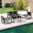 4 Pieces Patio Furniture Set with Cushions and Coffee Table-Gray
