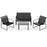 4 Pieces Outdoor Conversation Set with Tempered Glass Coffee Table-Black