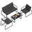 4 Pieces Patio Furniture Set Fabric Lawn Chairs and Loveseat with Glass Coffee Table