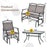 4 Piece Patio Glider Conversation Set with Tempered Glass Table Top-Brown