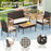4 Pieces Wicker Furniture Set with Acacia Wood Tabletop and Armrests for Porch-White