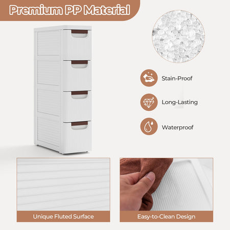 3/4/5/6-Drawer Rolling Organizer Unit Narrow Storage Cabinet with Built-In Wheels for Small Space-4-Drawer
