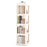 4-Tier Foldable Rotating Bookshelf with Swivel Base and Translucent Panels-White