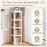 4-Tier Foldable Rotating Bookshelf with Swivel Base and Translucent Panels-White