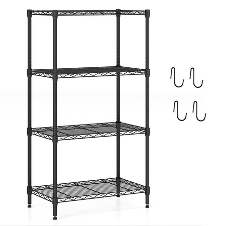 4-Tier Metal Storage Shelving Unit Set of 2 with V-Shaped Wire Rack-Black