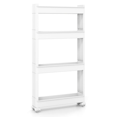 4-Tier Multifunctional Slim Storage Trolley with Detachable Trays-White