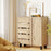 4-Tier Shoe Cabinet 2-Door Storage Organizer with Louvered Door-Natural