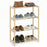 4-Tier Solid Wood Shoe Rack with Slatted Open Shelves-Gray