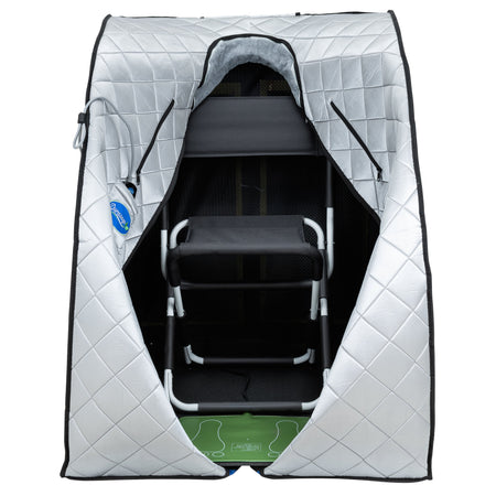 Large Portable Low EMF Negative Ion Indoor Sauna with Chair and Heated Footpad Included - Silver