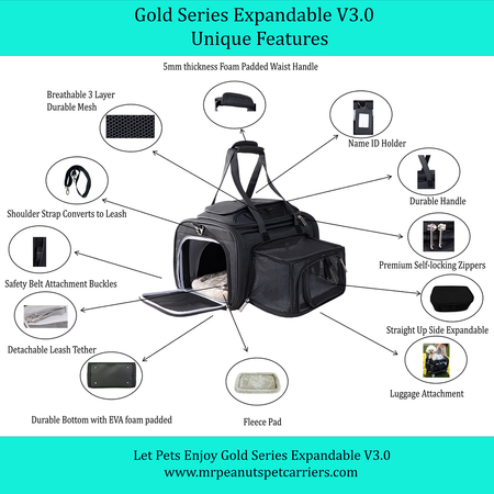 Mr. Peanut's Gold Series Expandable V3.0 Pet Carrier - Updated Model Landing 9/15