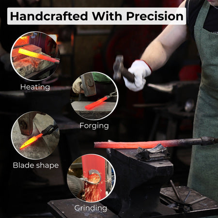 5-Piece Hand-Forged Carving Tool Set with Leather Tool Roll
